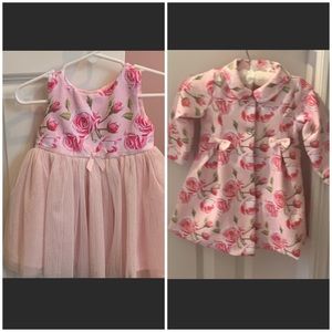 Nannette Baby Girls Pink Floral Dress with Matching Jacket